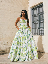 Abi - Yellow Floral Square Neck Bridgeton style Ballgown - Dress 2 Party