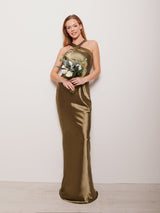 Alysia Satin - Olive - Dress 2 Party