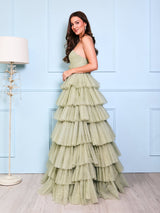 Beau - Sage Tiered Glitter Tulle Ballgown - Dress 2 Party