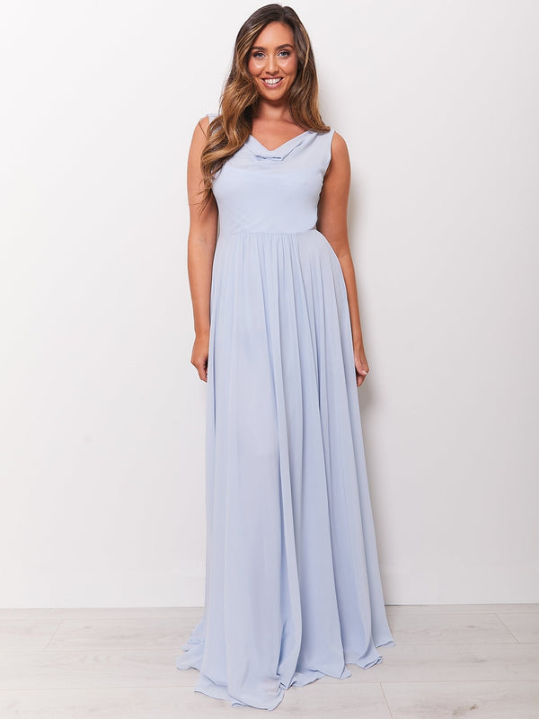 Cressida - Light Blue Cowl Back Bridesmaid Dress - Dress 2 Party