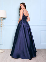 Faye - Navy Mikado Ball Gown - Dress 2 Party