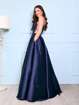 Faye - Navy Mikado Ball Gown - Dress 2 Party