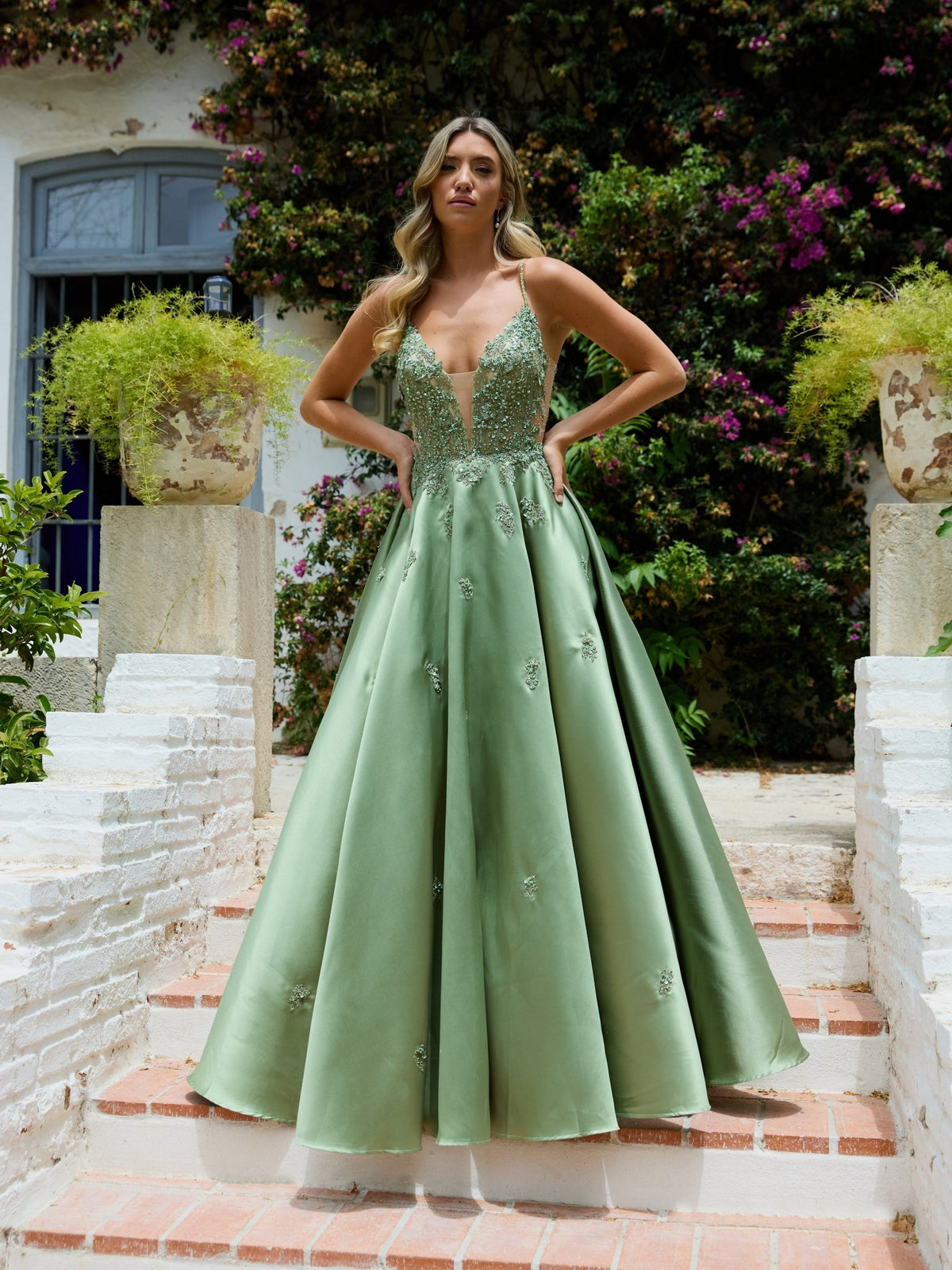 Green ball dress shops uk