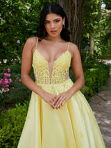 Faye - Yellow Mikado Ball Gown - Dress 2 Party