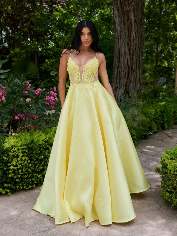 Faye - Yellow Mikado Ball Gown - Dress 2 Party