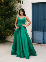 Felicity - Emerald Green Satin Ball Gown - Dress 2 Party