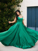 Felicity - Emerald Green Satin Ball Gown - Dress 2 Party