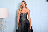 Harper - Black Corset Ballgown With Hot Fix Studs - Dress 2 Party