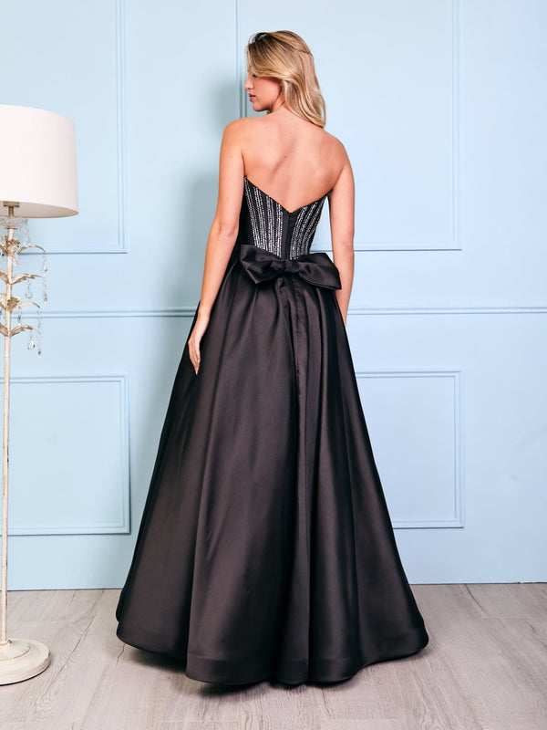 Harper - Black Corset Ballgown With Hot Fix Studs - Dress 2 Party