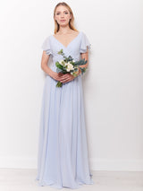 Juliette - Light Blue Draped Front Bridesmaid Dress - Dress 2 Party