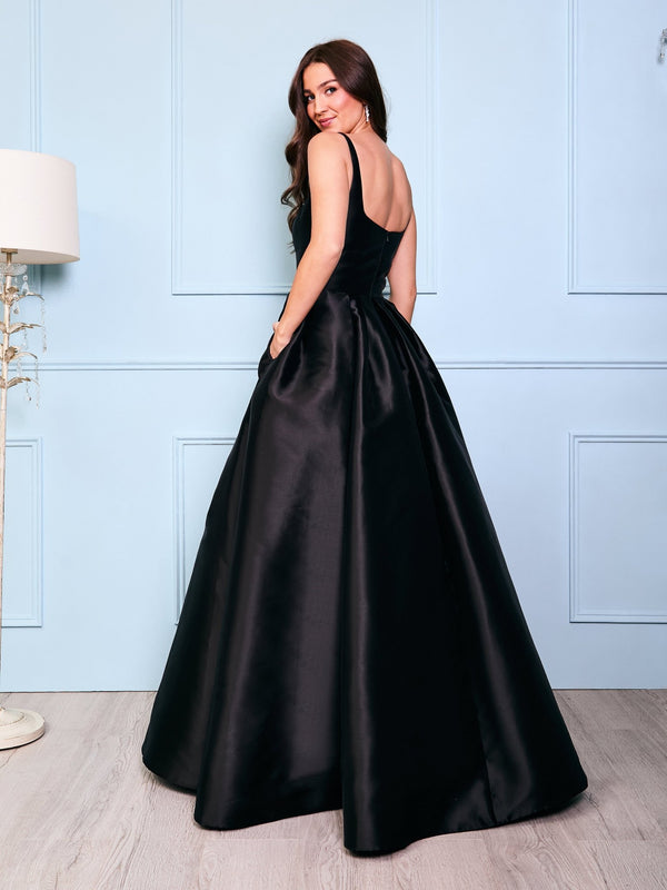 Lola - Black Matt Satin Ball Gown - Dress 2 Party