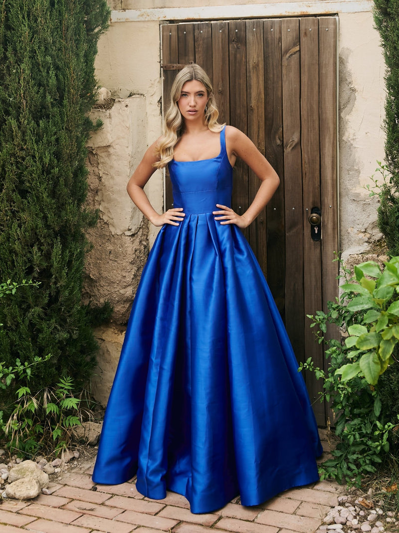 Lola - Royal Blue Square Neck Bridgerton Style Gown - Dress 2 Party