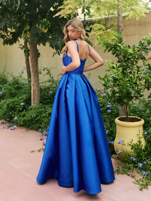 Lola - Royal Blue Square Neck Bridgerton Style Gown - Dress 2 Party