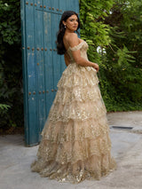 Natalie - Gold Layered Sequin Prom or Engagement Gown - Dress 2 Party