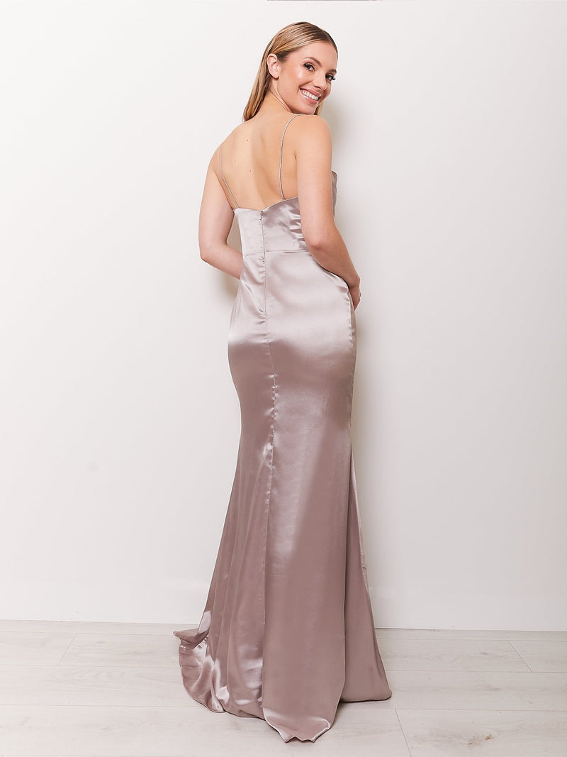 Nell Satin - Mink - Dress 2 Party