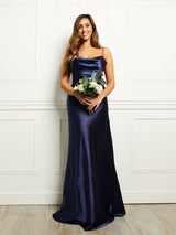 Nell Satin - Navy - Dress 2 Party