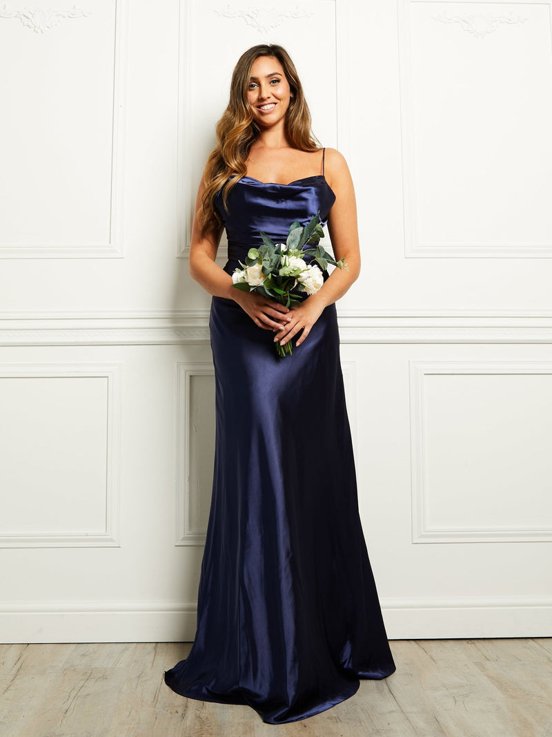 Nell Satin - Navy - Dress 2 Party