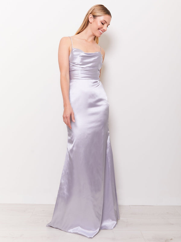 Nell Satin - Silver - Dress 2 Party