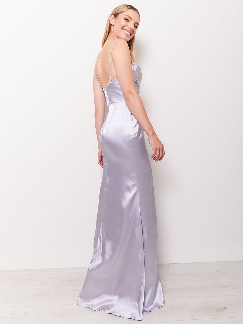 Nell Satin - Silver - Dress 2 Party