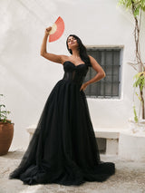 Nicole - Black Satin and Tulle Ball Gown - Dress 2 Party