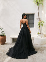 Nicole - Black Satin and Tulle Ball Gown - Dress 2 Party