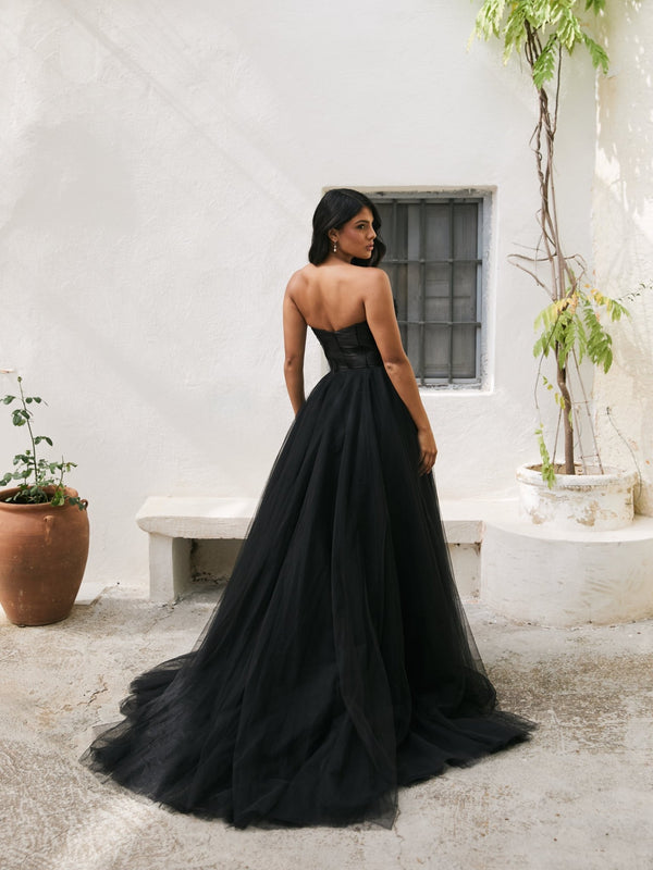 Nicole - Black Satin and Tulle Ball Gown - Dress 2 Party