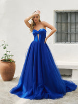 Nicole - Royal Blue Satin and Tulle Ball Gown - Dress 2 Party