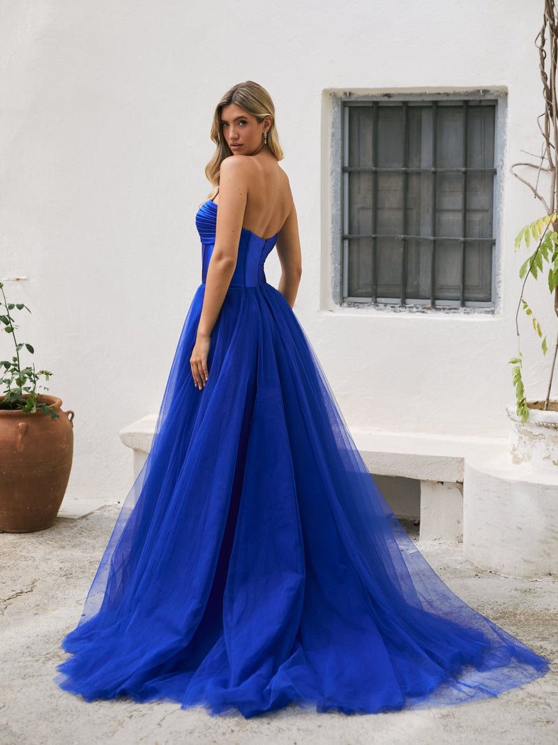 Nicole - Royal Blue Satin and Tulle Ball Gown - Dress 2 Party