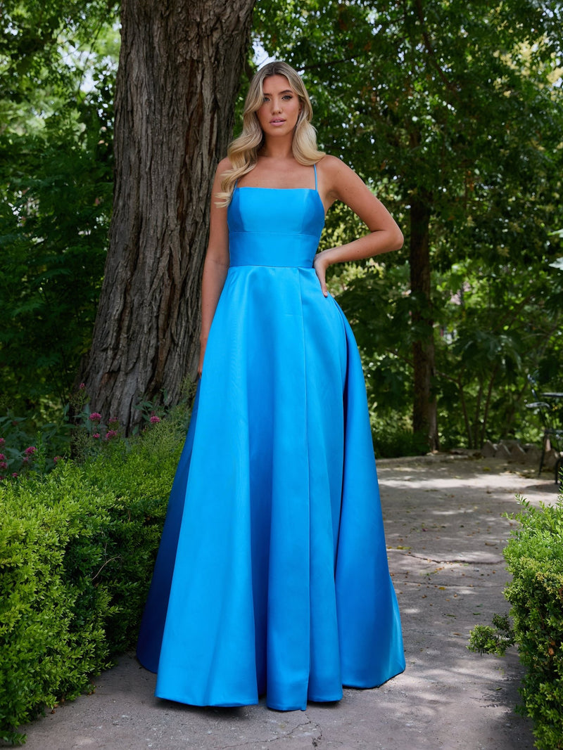 Rebecca A Line Bright Blue Prom Dress