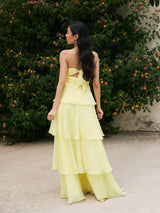 Riley - Yellow Bikini Top Wedding Guest Chiffon Dress - Dress 2 Party