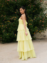 Riley - Yellow Bikini Top Wedding Guest Chiffon Dress - Dress 2 Party