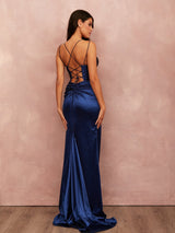 Sadie - Dark Royal Stretch Lycra Sparkle Prom Dress - Dress 2 Party