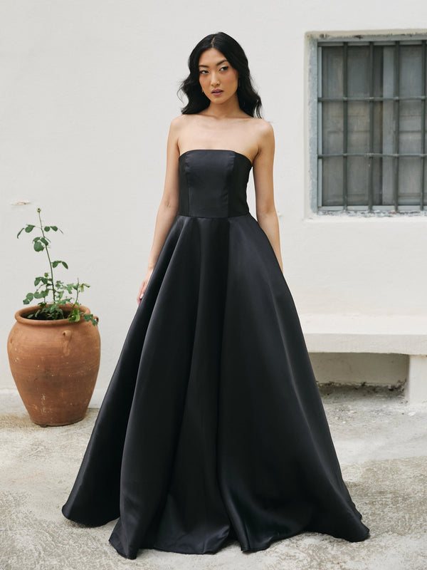 Sasha - Black Best Selling Strapless Satin Ball Gown - Dress 2 Party