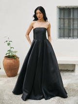 Sasha - Black Best Selling Strapless Satin Ball Gown - Dress 2 Party