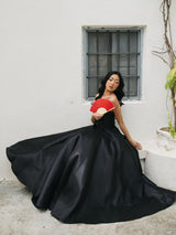 Sasha - Black Best Selling Strapless Satin Ball Gown - Dress 2 Party