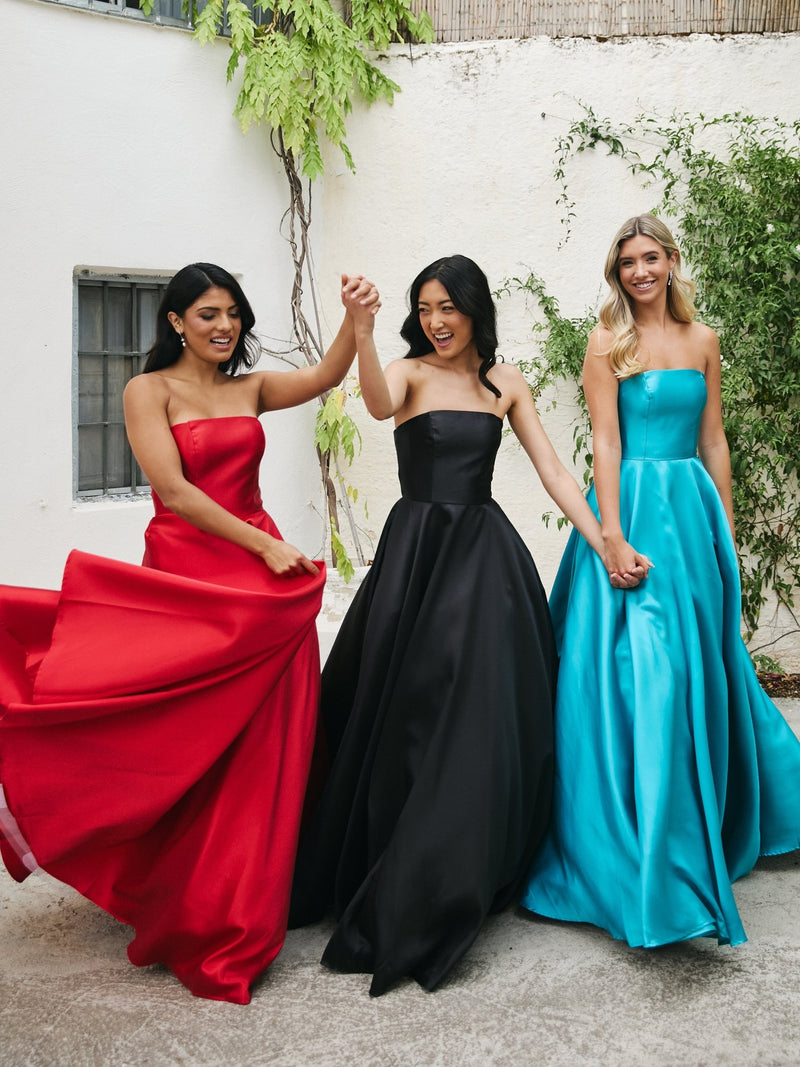 Sasha Black Best Selling Strapless Satin Ball Gown