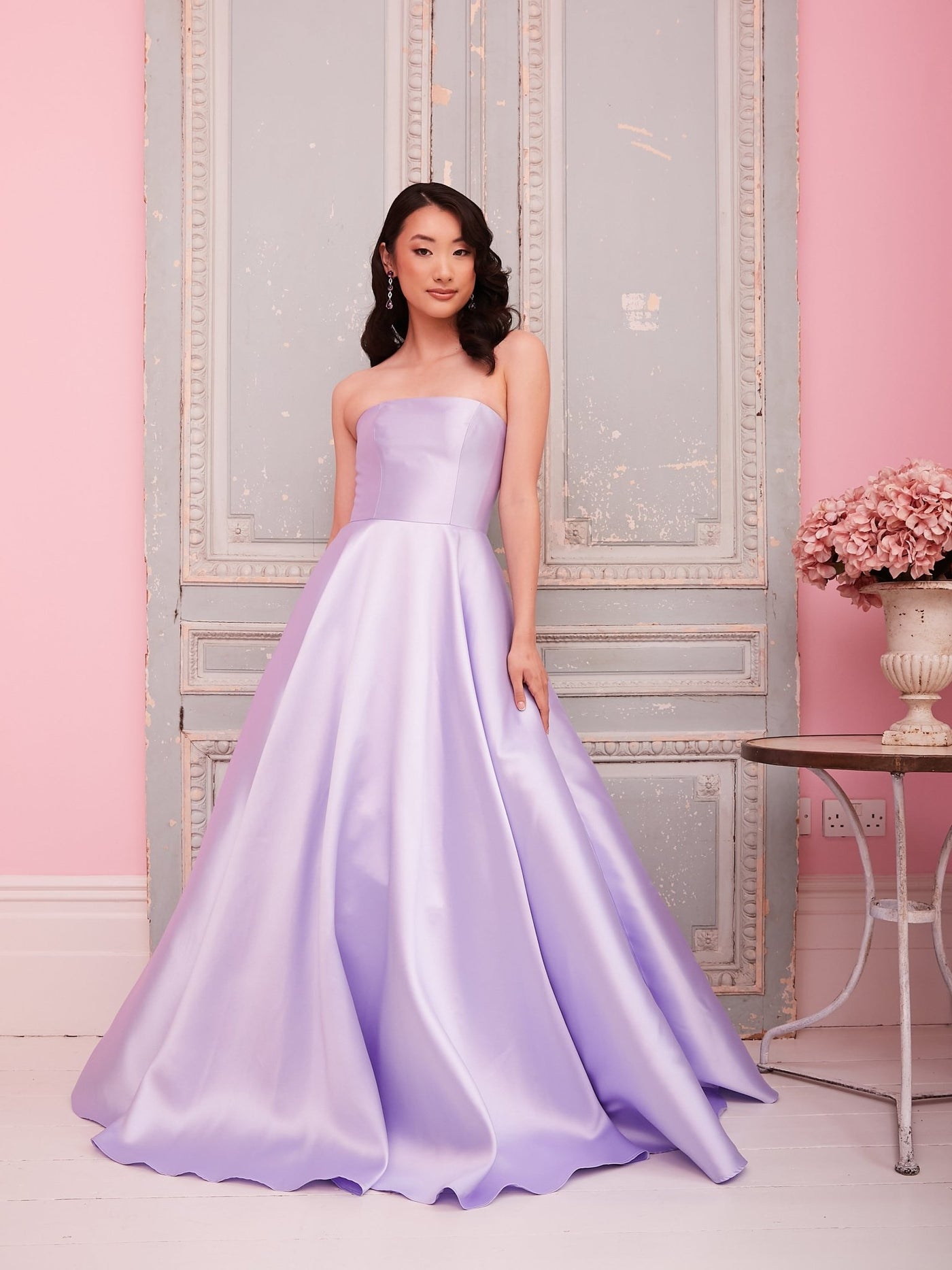 Sasha Lilac Best Selling Strapless Satin Ball Gown