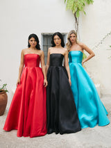 Sasha - Red Best Selling Strapless Satin Ball Gown - Dress 2 Party