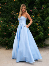 Summer - Light Blue Strapless Ball Gown with Studs - Dress 2 Party