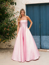 Summer - Light Pink Strapless Ball Gown - Dress 2 Party