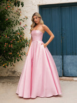 Summer - Light Pink Strapless Ball Gown - Dress 2 Party