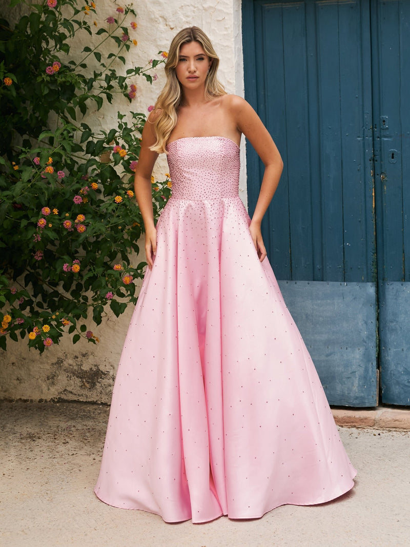 Summer - Light Pink Strapless Ball Gown - Dress 2 Party