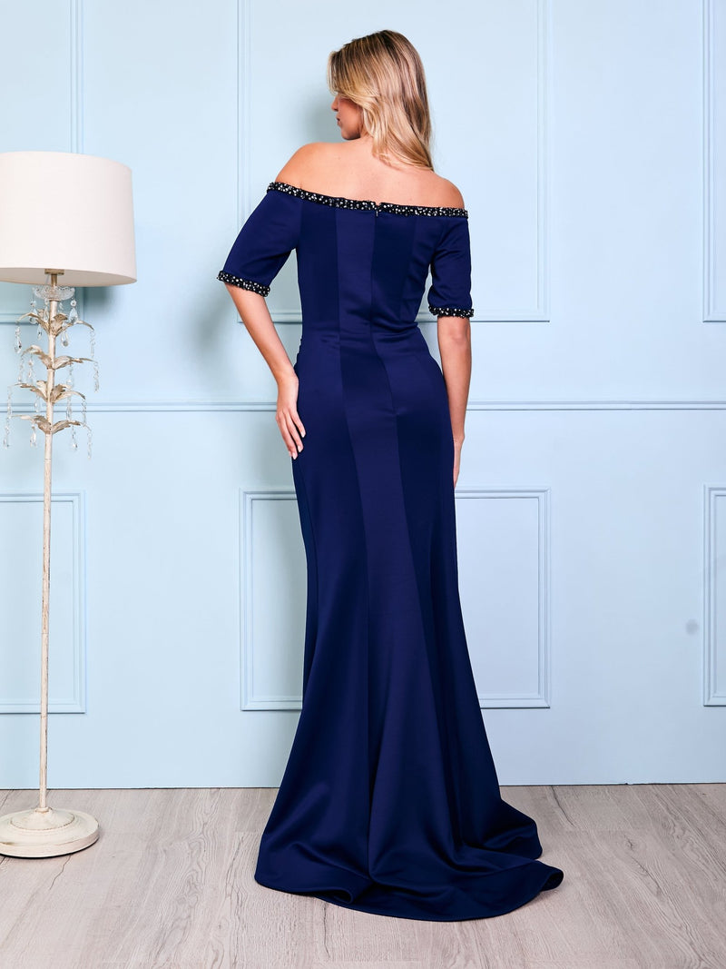 Suzannah - Blue Formal Evening Gown with Sleeves - Dress 2 Party