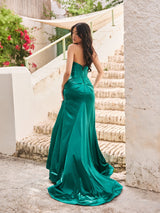 Tallulah - Emerald Satin Prom Dress - Dress 2 Party