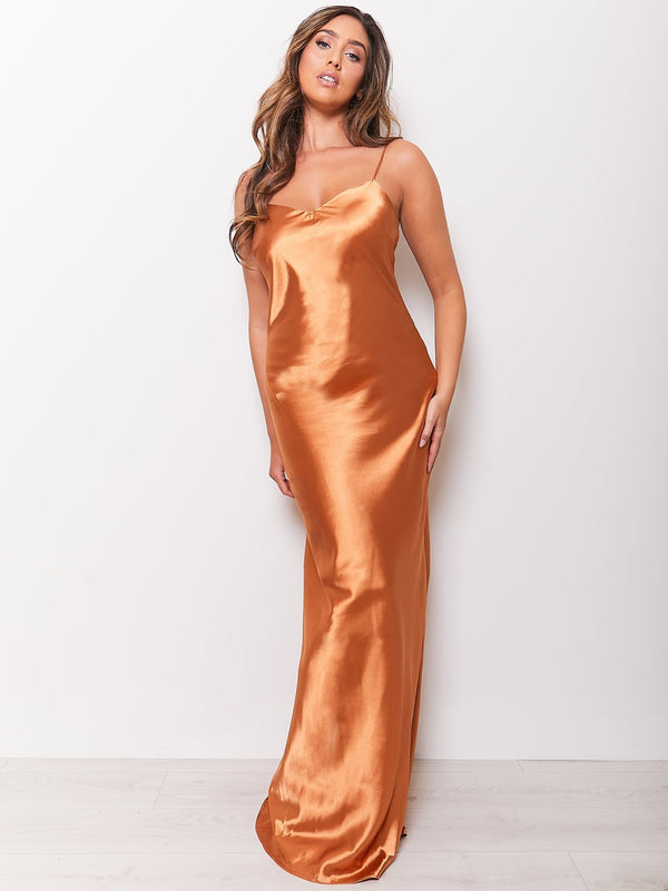 Tamora Satin - Terracotta - Dress 2 Party